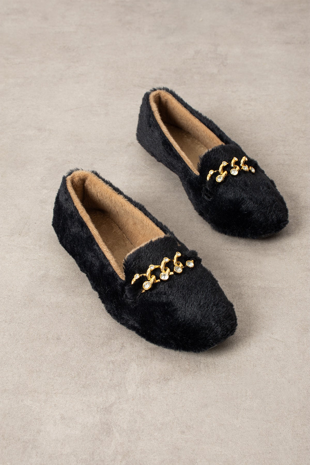 İsabella Peluş Tüylü Tek Tokalı Kadın Pufy Ayakkabısı Balerin Babet