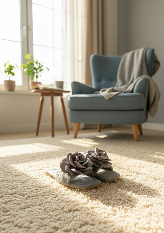 X-HARMONY Kadın Ev Terliği Peluş Tüylü Terlik Güllü Çeyiz ve Bohça Terliği Ses Yapmaz Taban