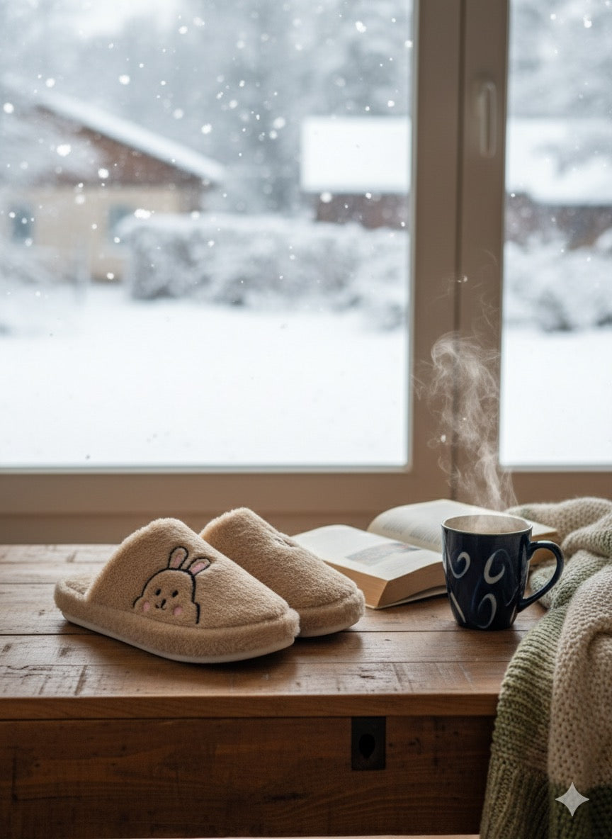 Rabbit Pembe Kadın Ev Terliği Peluş Terlik Çeyiz ve Bohça Terliği Ses Yapmaz Kalın Taban