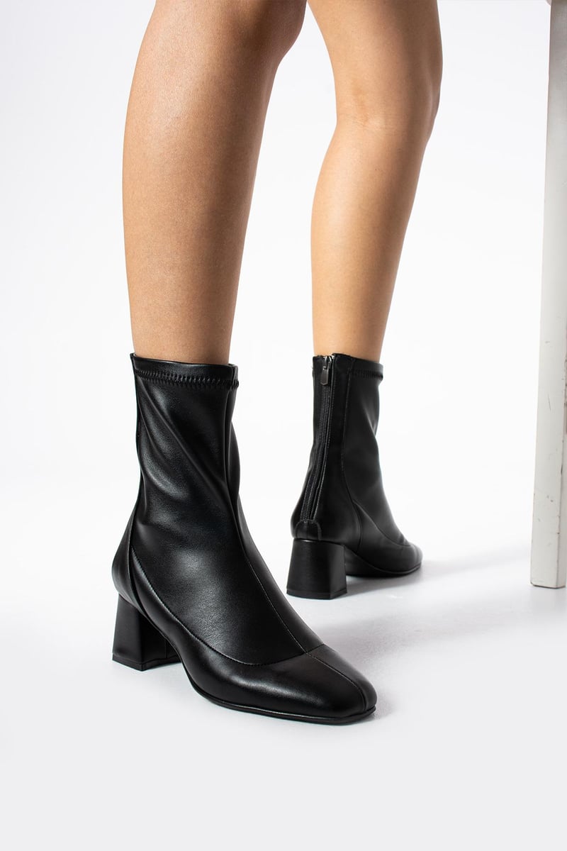 London Streç Arkadan Fermuarlı Kadın Topuklu Bot