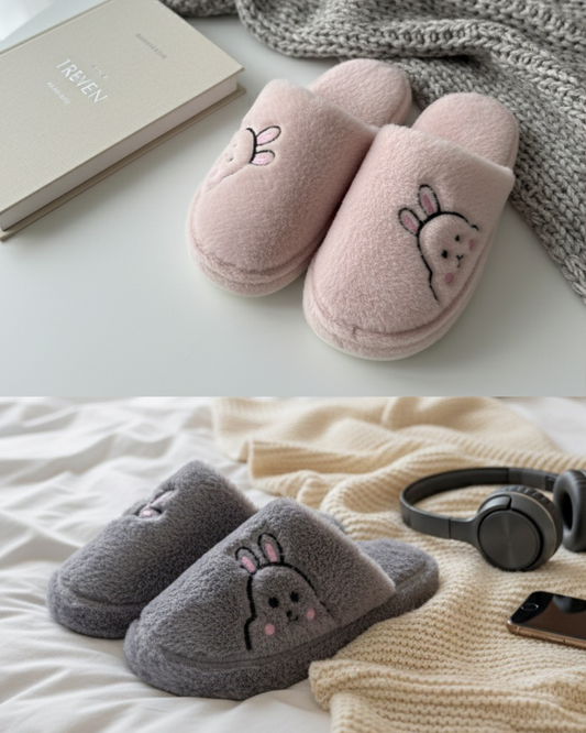 Rabbit Gri Kadın Ev Terliği 2'li Set