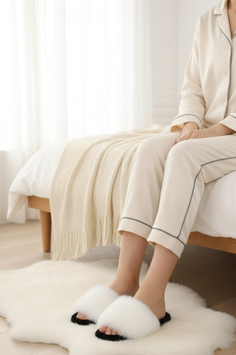 Henna Kadın Ev Terliği Peluş Tüylü Terlik Yıkanabilir Çeyiz ve Bohça Terliği Ses Yapmaz Taban