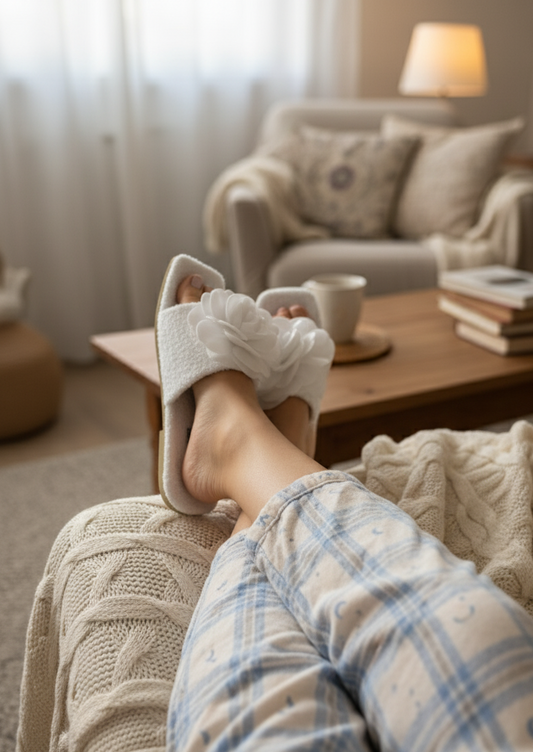 X-HARMONY Kadın Ev Terliği Peluş Tüylü Terlik Güllü Çeyiz ve Bohça Terliği Ses Yapmaz Taban