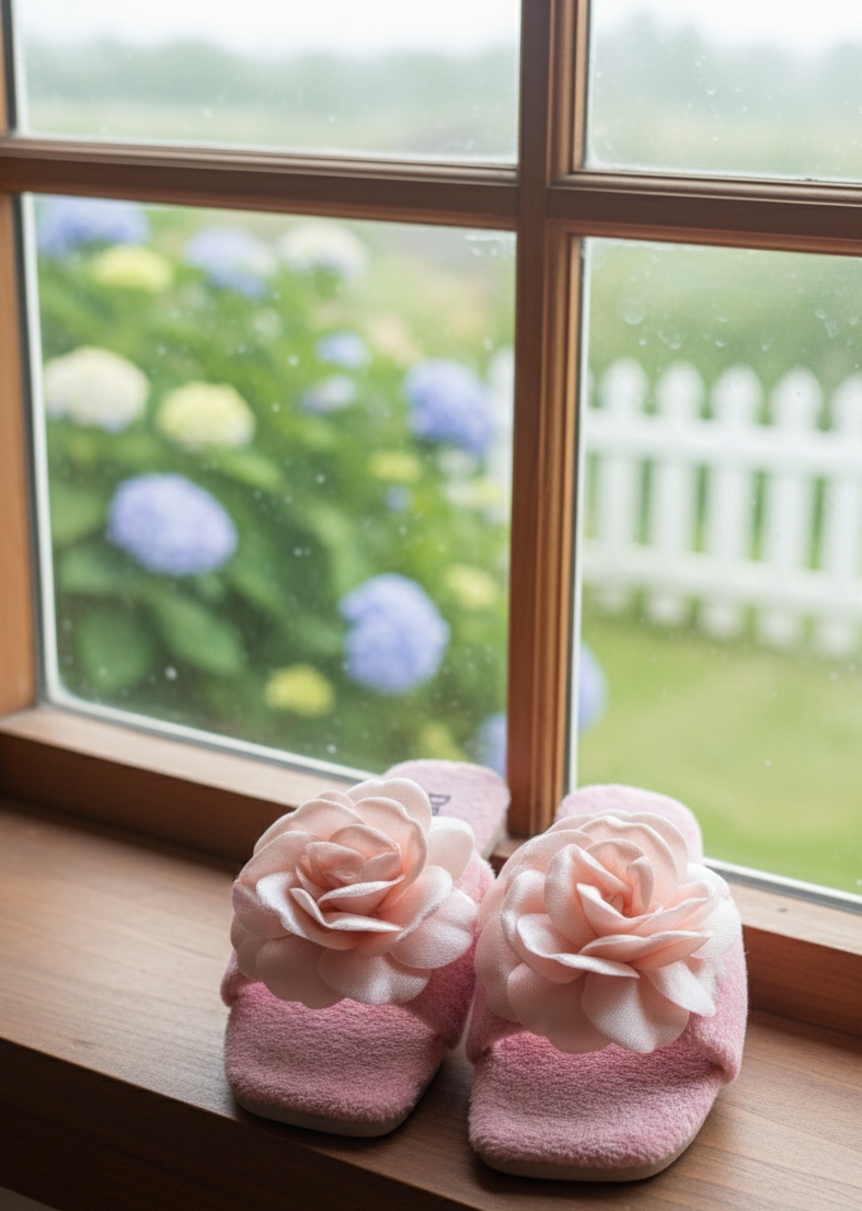 X-HARMONY Kadın Ev Terliği Peluş Tüylü Terlik Güllü Çeyiz ve Bohça Terliği Ses Yapmaz Taban