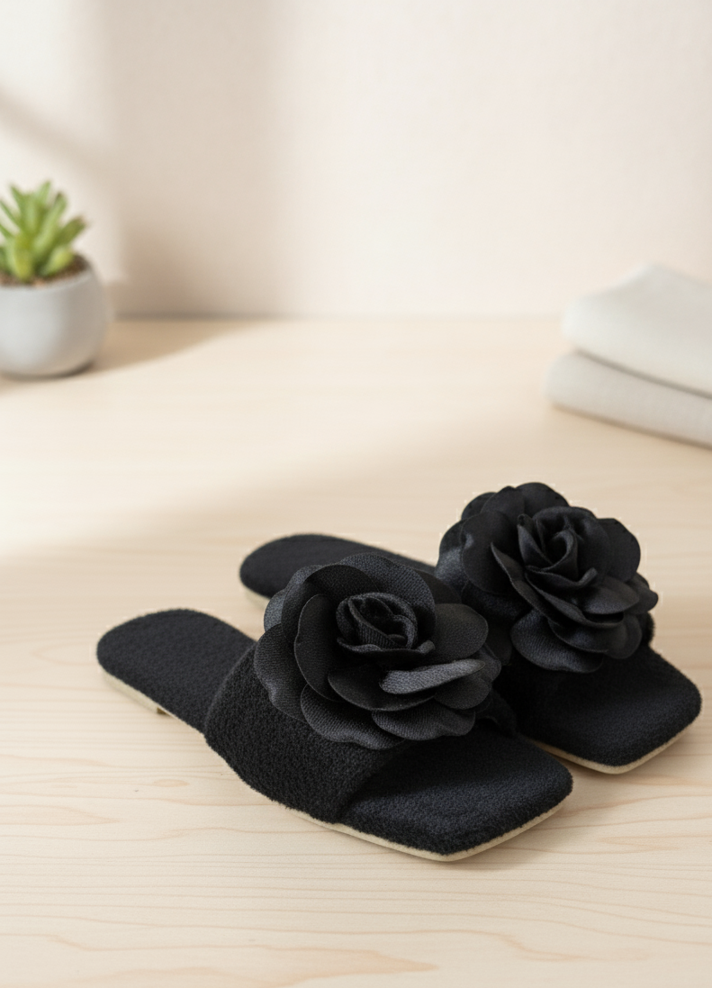 X-HARMONY Kadın Ev Terliği Peluş Tüylü Terlik Güllü Çeyiz ve Bohça Terliği Ses Yapmaz Taban