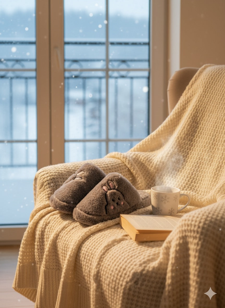 Rabbit Gri Kadın Ev Terliği Peluş Terlik Çeyiz ve Bohça Terliği Ses Yapmaz Kalın Taban