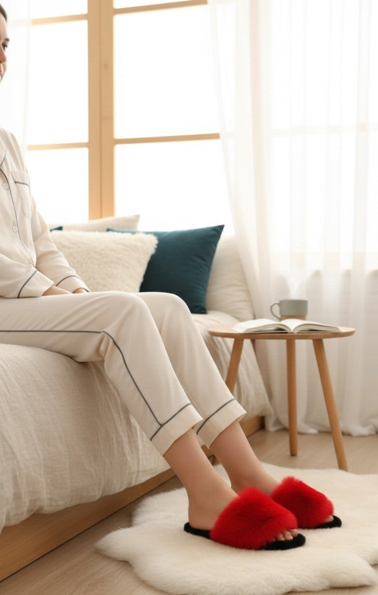 Henna Kadın Ev Terliği Peluş Tüylü Terlik Yıkanabilir Çeyiz ve Bohça Terliği Ses Yapmaz Taban