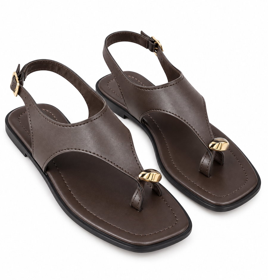 KADIN YÜZÜK MODEL SANDALET KAHVE