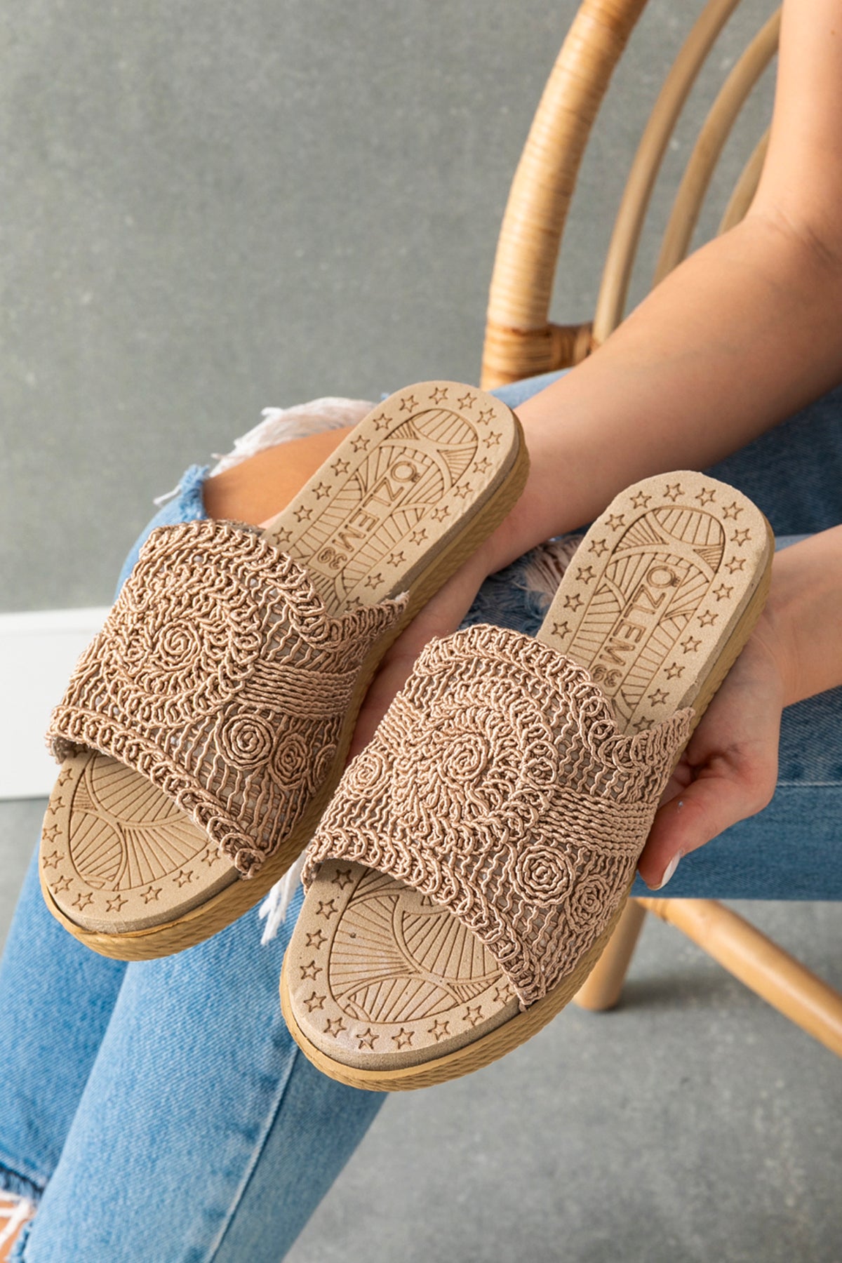 tep Kadın Ultra Yumuşak Soft Taban İnce Topuk Ortopedik İçi Pedli Örgü Dantel Günlük Terlik