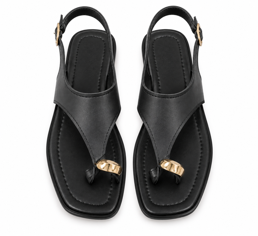 KADIN YÜZÜK MODEL SANDALET SİYAH