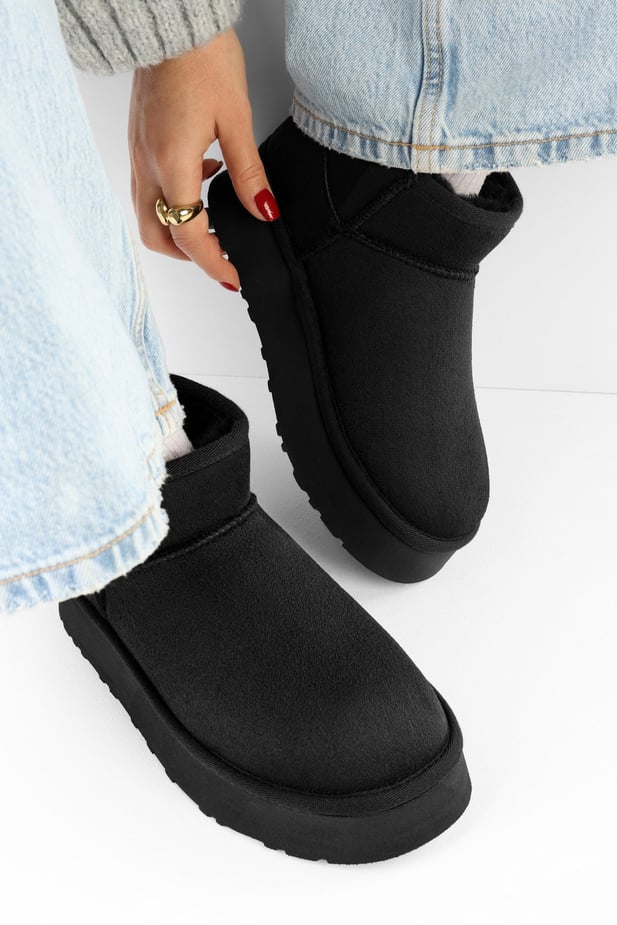 Tessoro Taba Kadın Süet Taba Süper Mini Kalın Düz Tabanlı Tüylü Kısa Yarım Bot