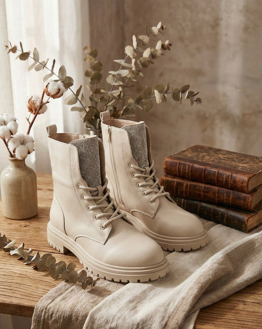 DUALİPA TAŞLI KADIN BOT BEJ