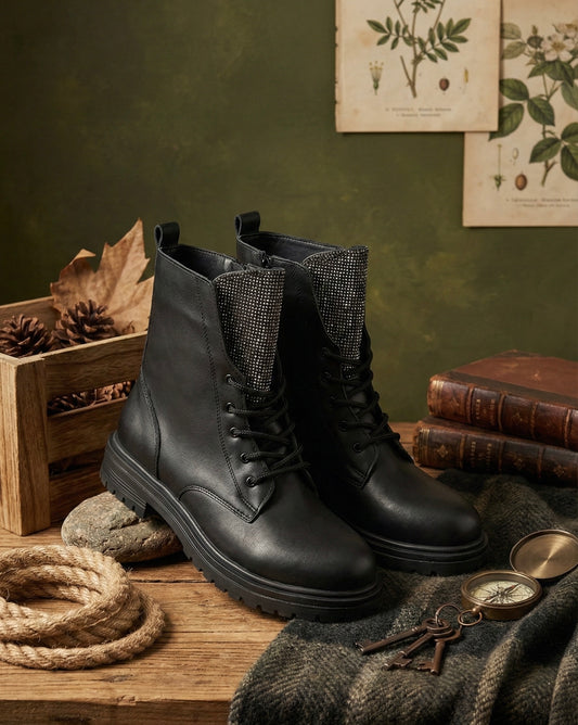 DUALİPA TAŞLI KADIN BOT SİYAH