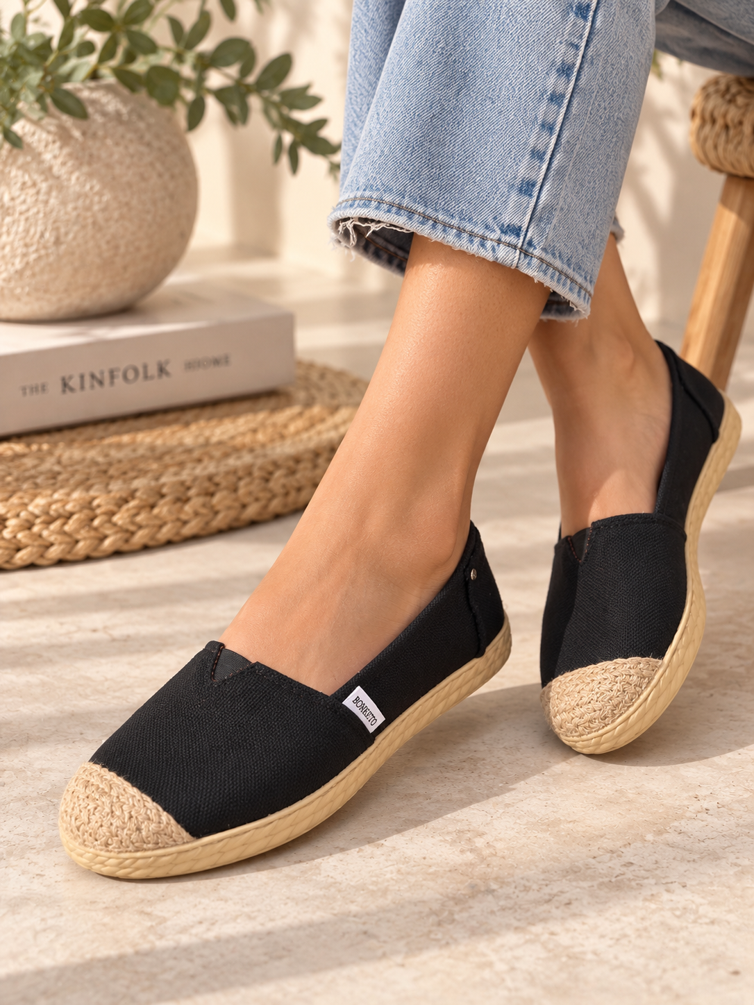 HASIR DETAY SİYAH ESPADRİL