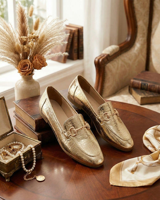 DUALİPA KADIN GÜNLÜK AYAKKABI GOLD YILAN